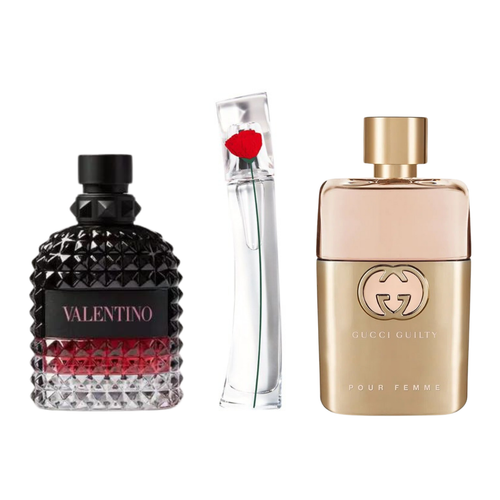 SADA 3 PARFÉMŮ 3 GUCCI GUILT, VALENTINO INTENSE, FLOWER KENZO 100ML